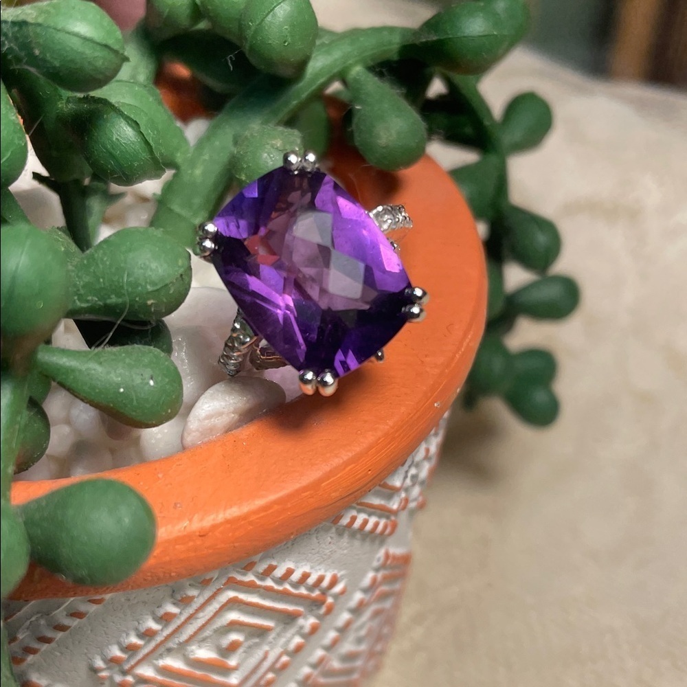 💎💎💎BOGOHO💎💎💎Vibrant Amethyst Silver Ring-size 6 - Picture 4 of 12